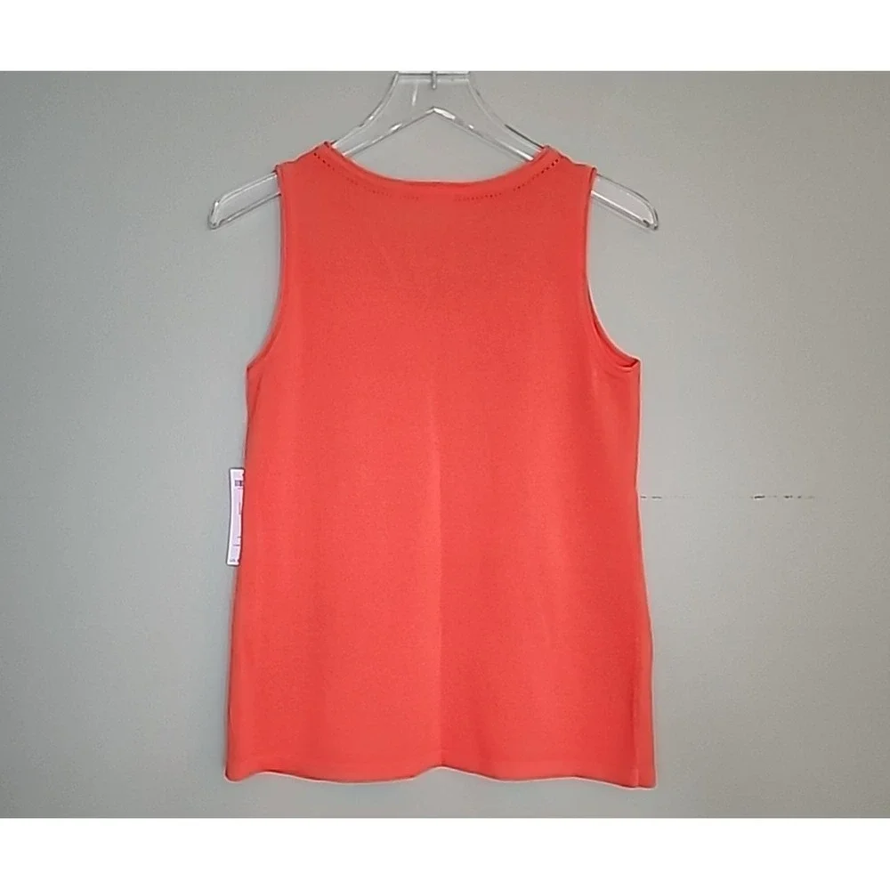 Chico's Summer Romance Tank Sweater Small Orange Scoop Neck Sleeveless Swanktop - Picture 3 of 7